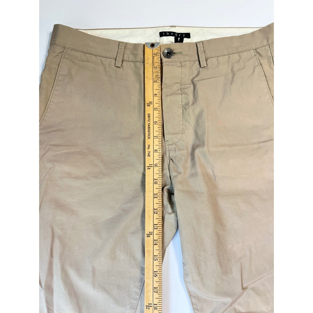 Theory Craven Forte Men Tan Khaki Chino Pants Straight Leg Cotton 33 - Picture 7 of 12